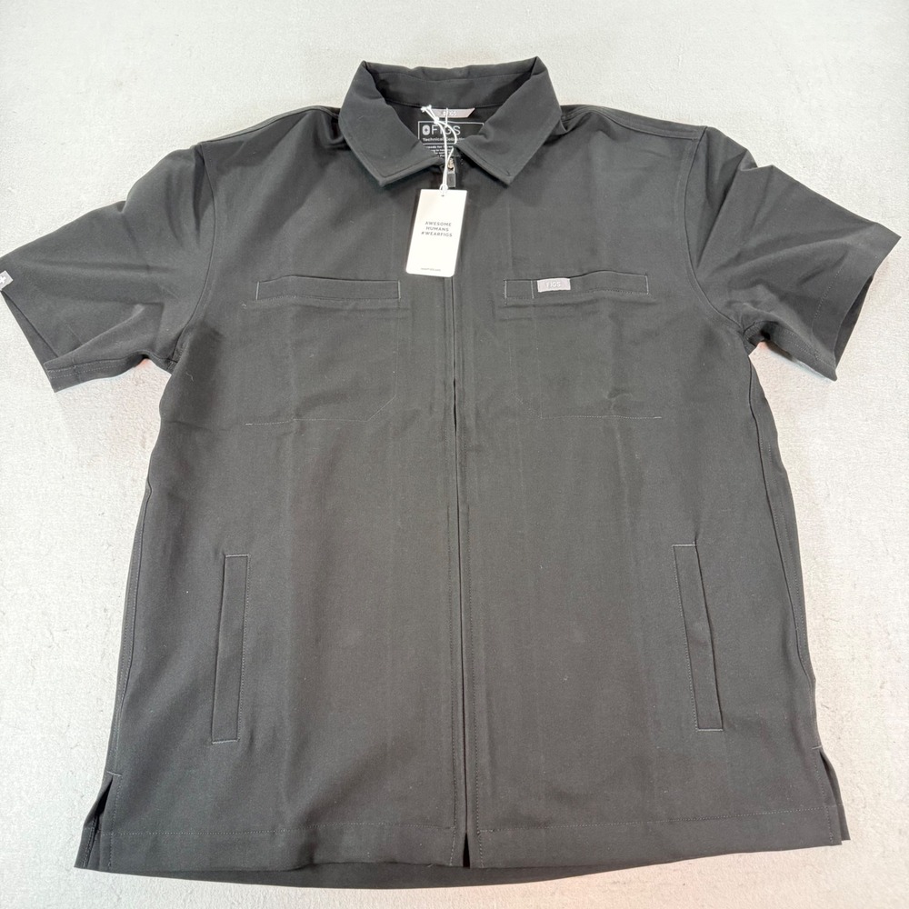 FIGS Carlisle Zip Scrub Top Mens Small‎ Black Technical Medical